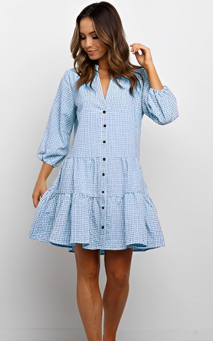 Nicole - Elegantes, kariertes, fließendes Kleid für Frauen