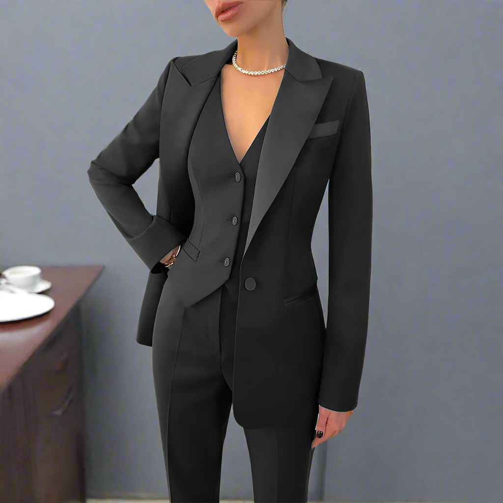 Clara - Conjunto de terno de calças elegante de três peças