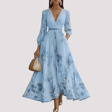 Leah - Vestido Midi Floral de Manga Longa