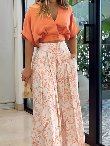 Hennie - Conjunto casual e folgado com estampa para mulheres