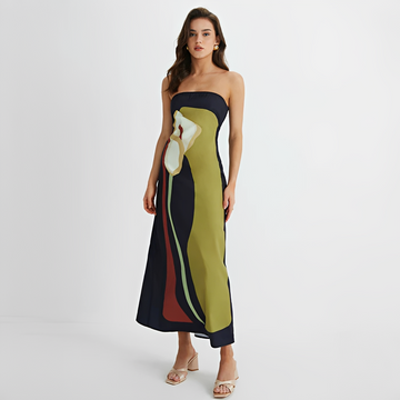 Delaney - Vestido Elegante Tomara que Caia com Estampa Floral