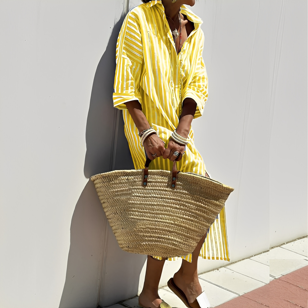 Paulette - Klassisches gestreiftes Hemdkleid für Damen