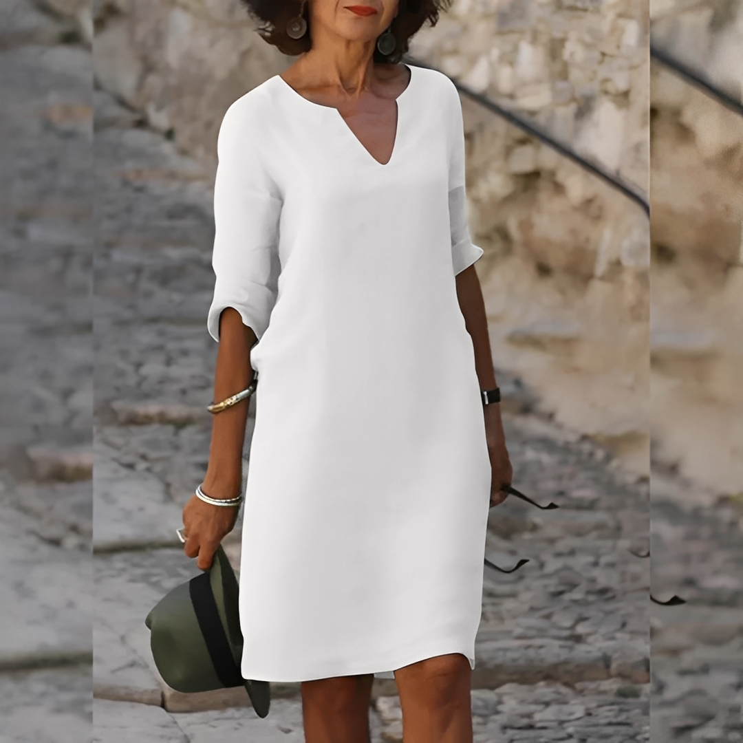 Guilaine - Vestido elegante com decote em V para mulheres