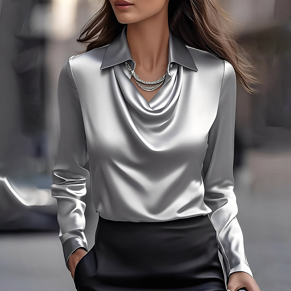 Laurentine - Blusa Sofisticada com Mangas Longas para Mulheres