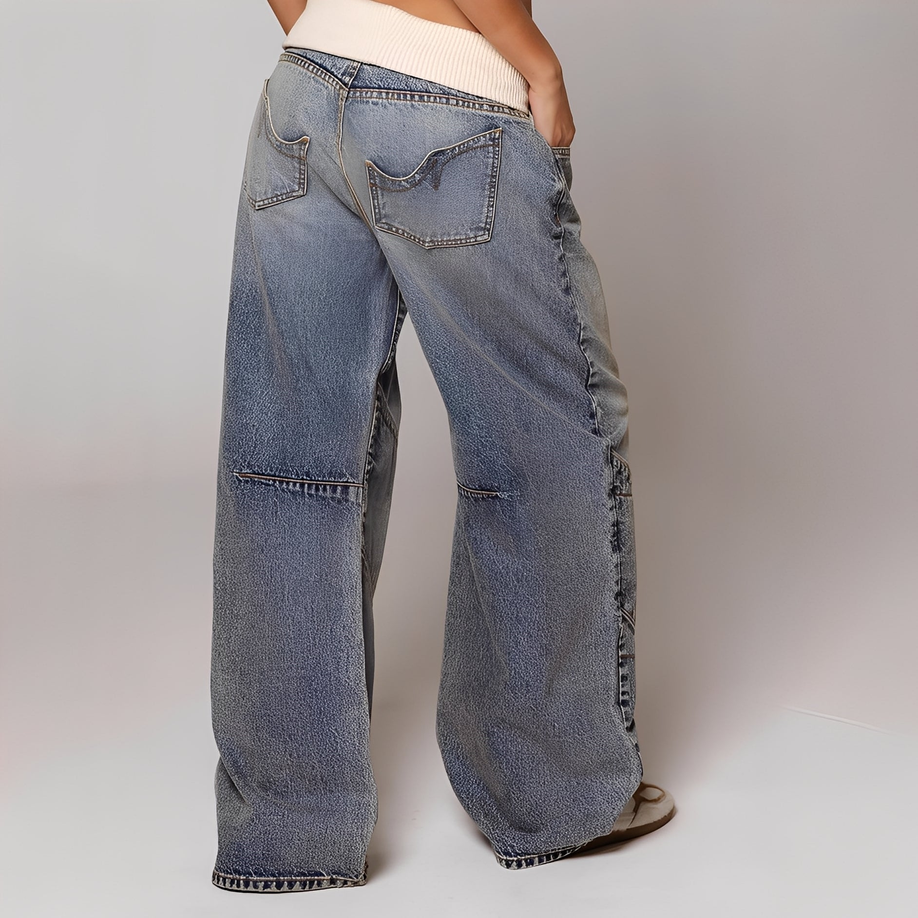 Vanessa - Jeans Confortáveis Lavados e Soltos para Mulheres