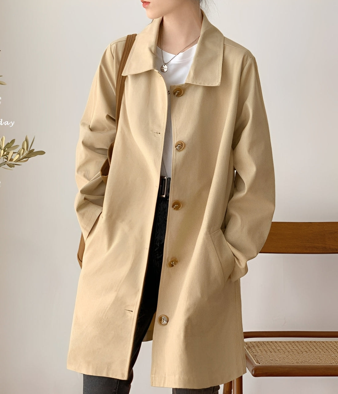Rachael - Casual trenchcoat de um botão para mulheres