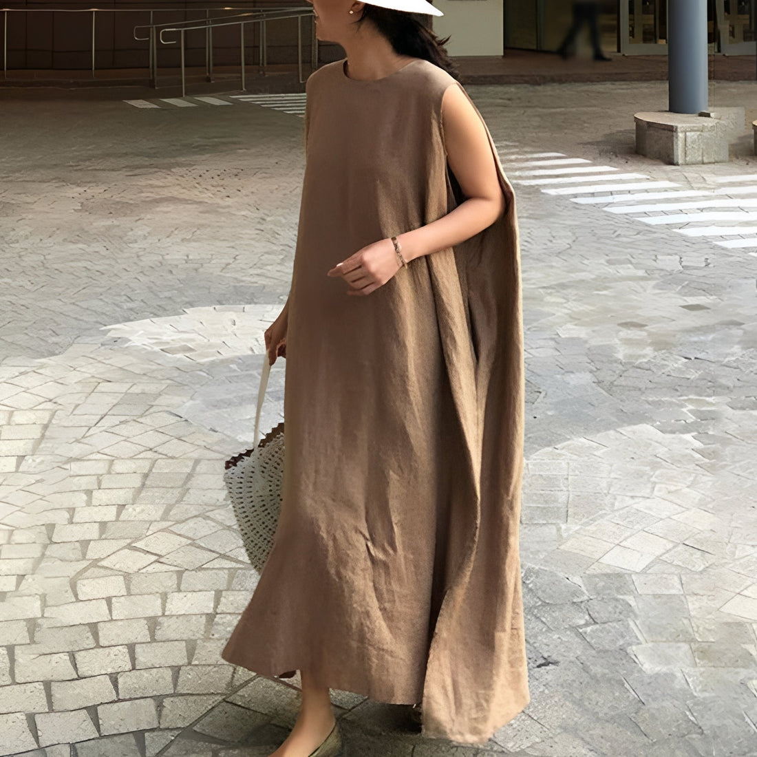Carly - Vestido plissado casual sem mangas para mulheres