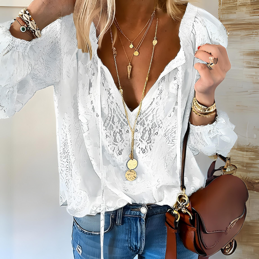 Noemi – Blusa Boho com Decote V
