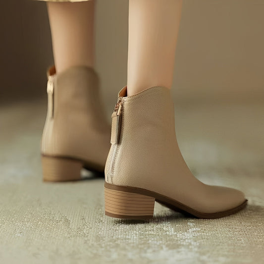 Abbie - Botas curtas de couro casuais para mulheres
