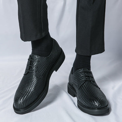 Tristan - Elegant Oxford leather shoes with 3D woven pattern for men