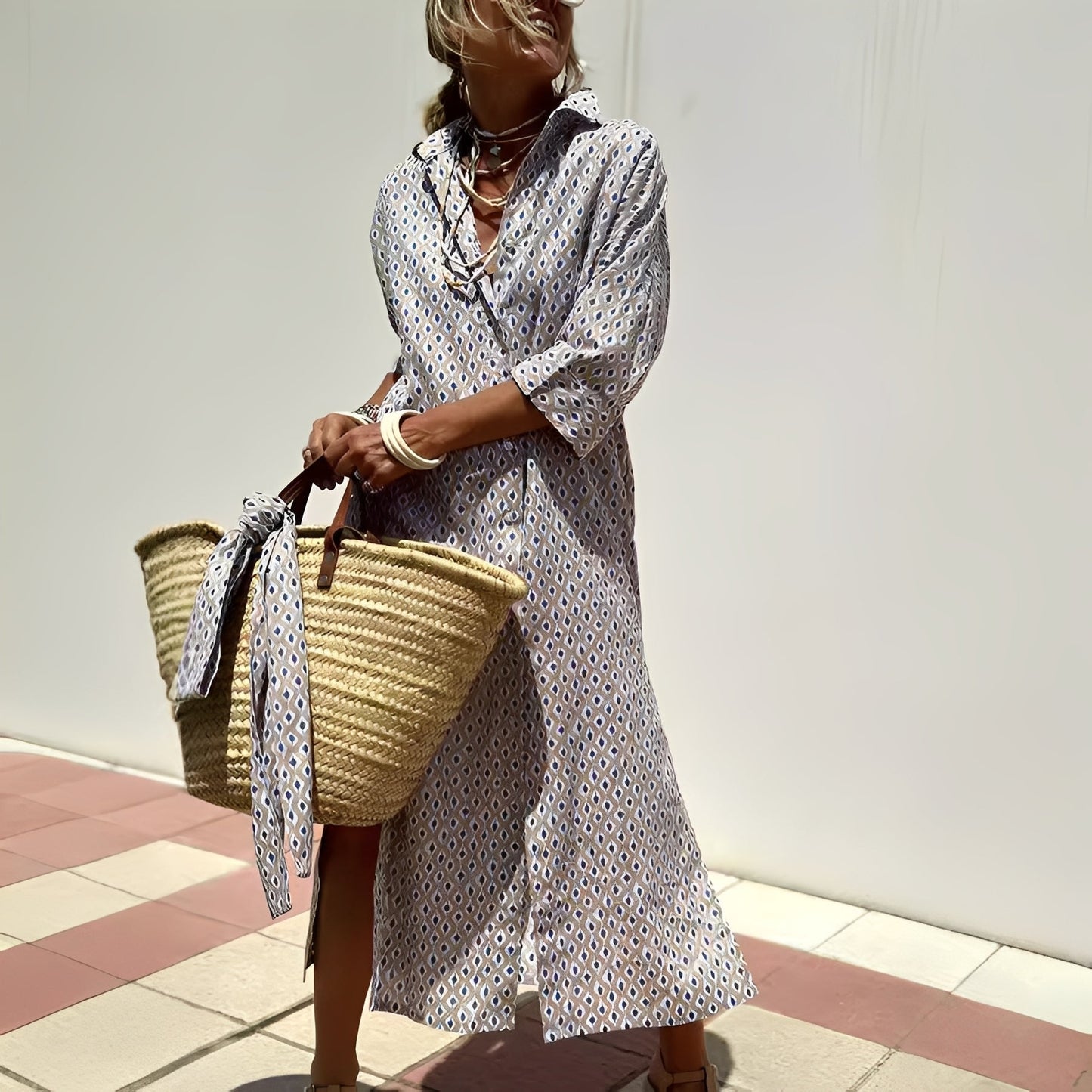 Paulette - Klassisches gestreiftes Hemdkleid für Damen