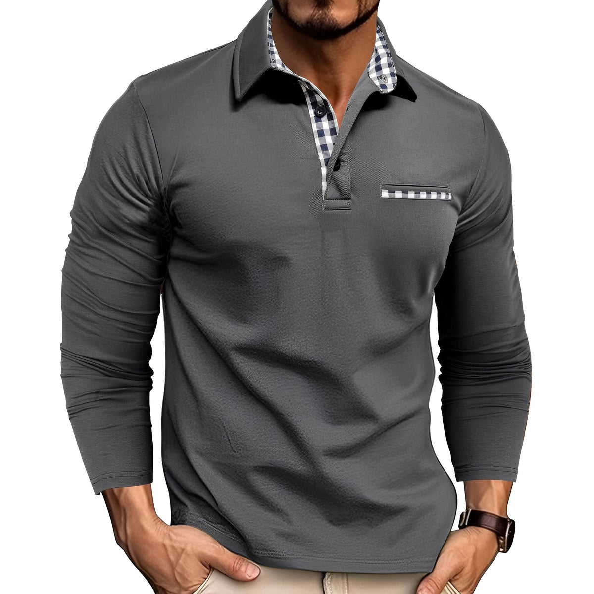 Rupert - Camisa Polo Leve de Manga Longa para Homens