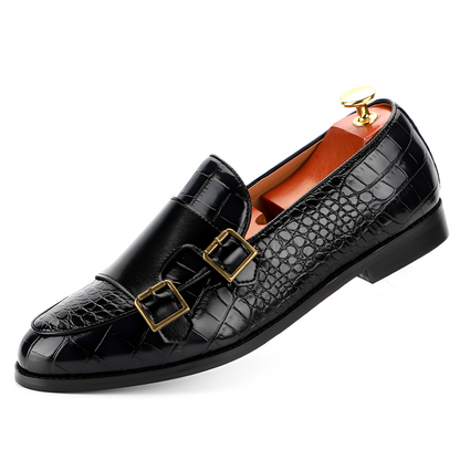 Rafael - Elegant Men's Leather Slip-On Shoe with Double Buckle