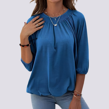 Telsa - Blusa casual com decote redondo para mulheres