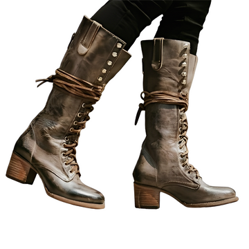 Jasmine - Botas Casuais com Cadarço e Salto Bloco para Mulheres