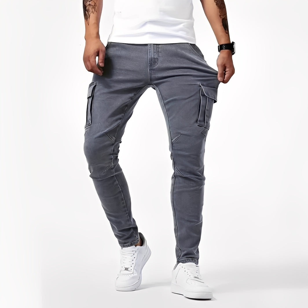 Franck - Calça cargo stretch descontraída para homem