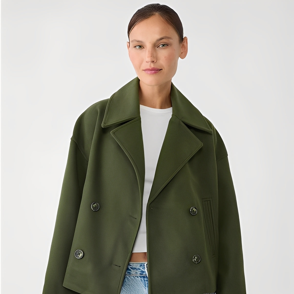 Abegail - Jaqueta curta casual e solta para mulheres