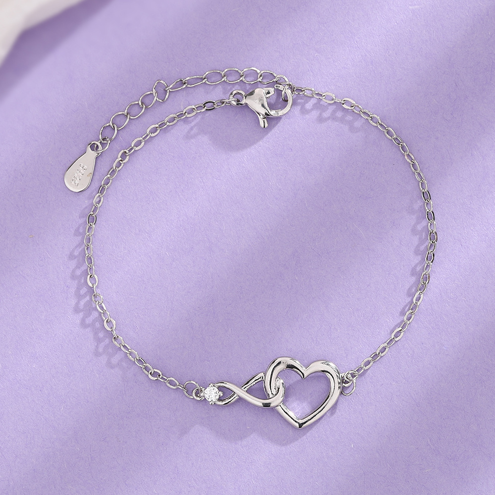 Bracelete Coração Infinito - Bracelete delicado em CZ