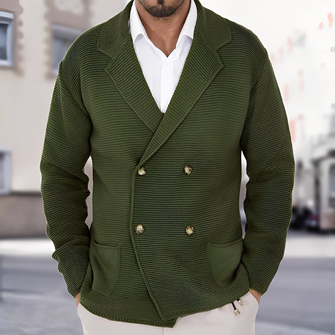 Alfred - Cardigan Casual de Dois Botões para Homens