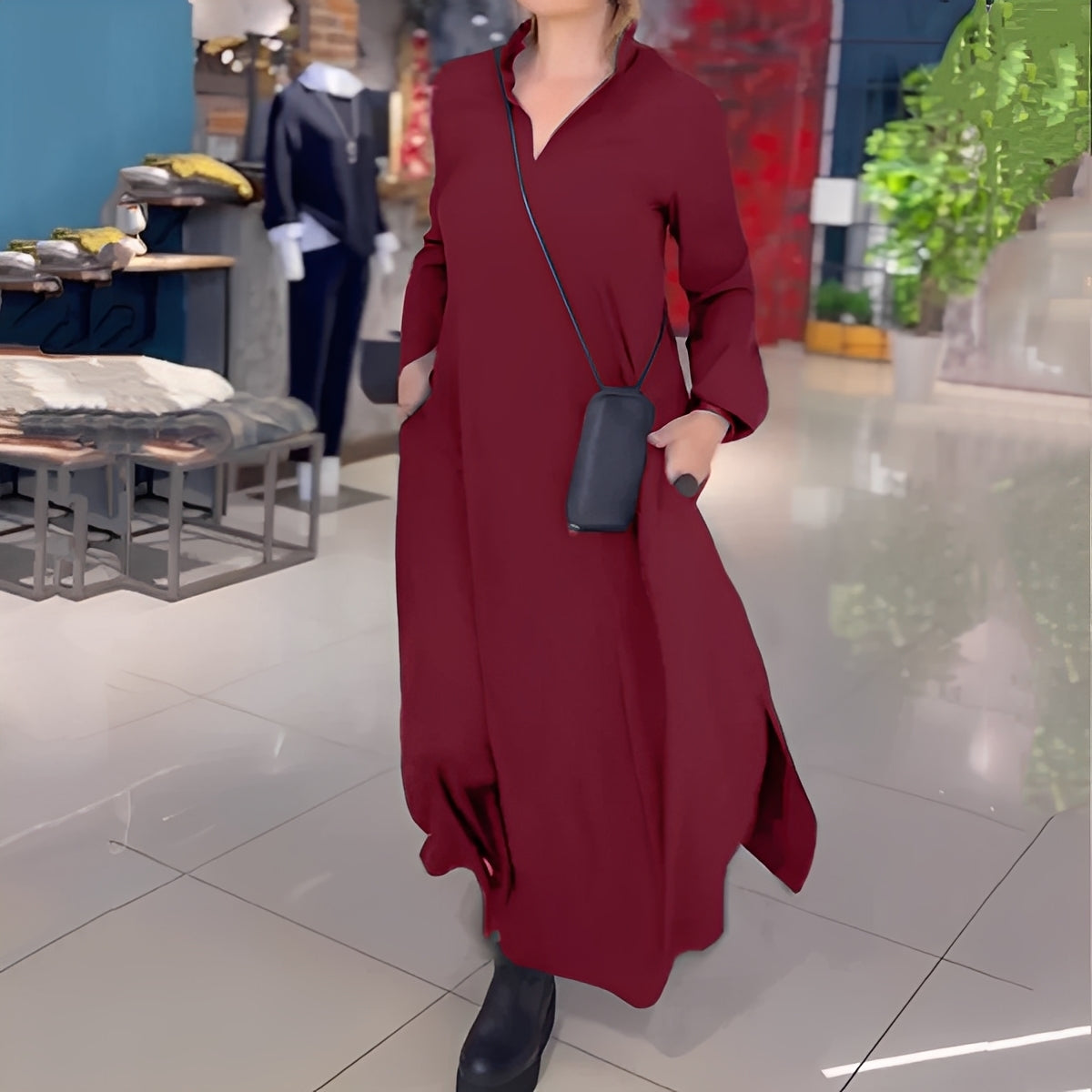 Hélène - Vestido solto com fenda lateral para mulheres