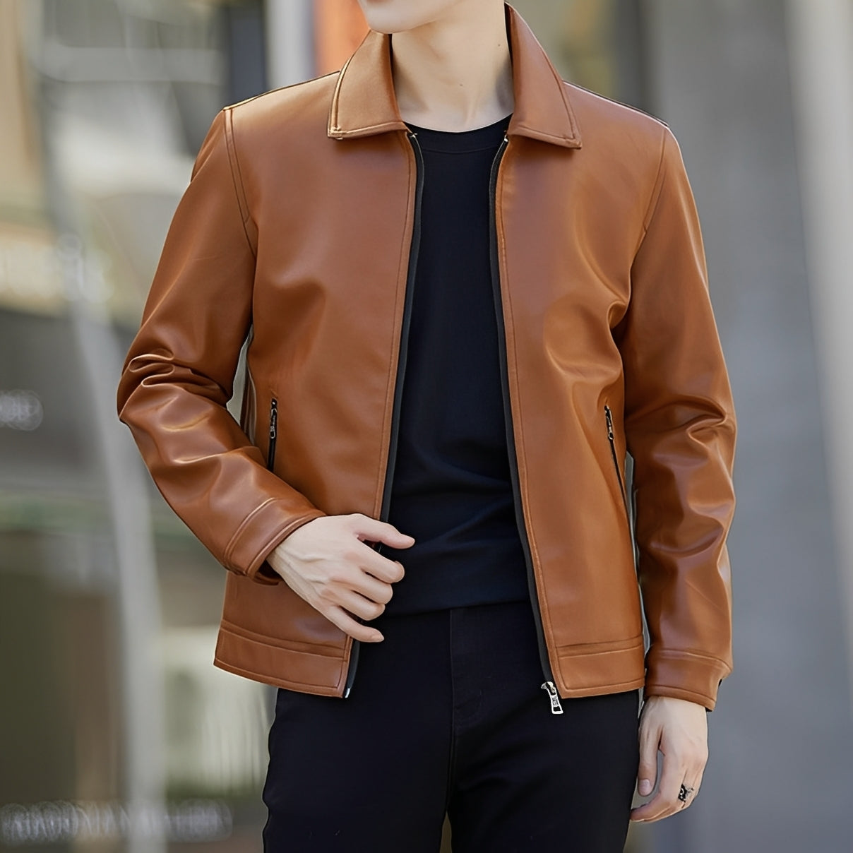 Ewan - Moderna Jaqueta Bomber de Couro para Homens