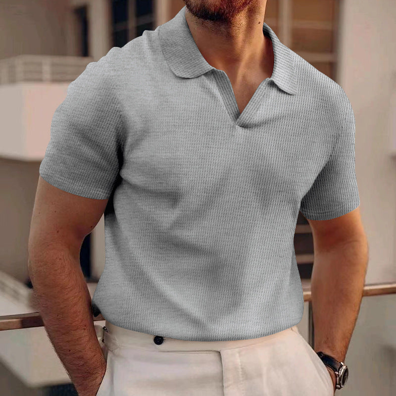 Ollie - Camisa polo waffle casual para homens