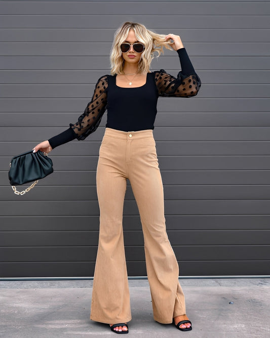 Deziree - Calça Flare Casual com Cintura Alta para Mulheres