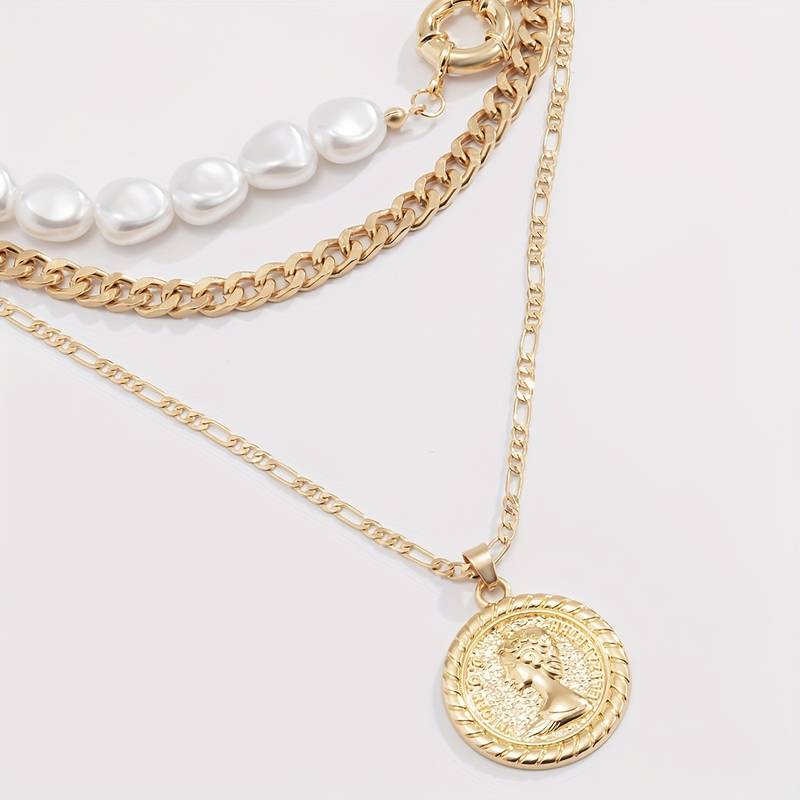 Colar de pérolas e pendentes vintage - 3 peças com pendentes e colar de pérolas
