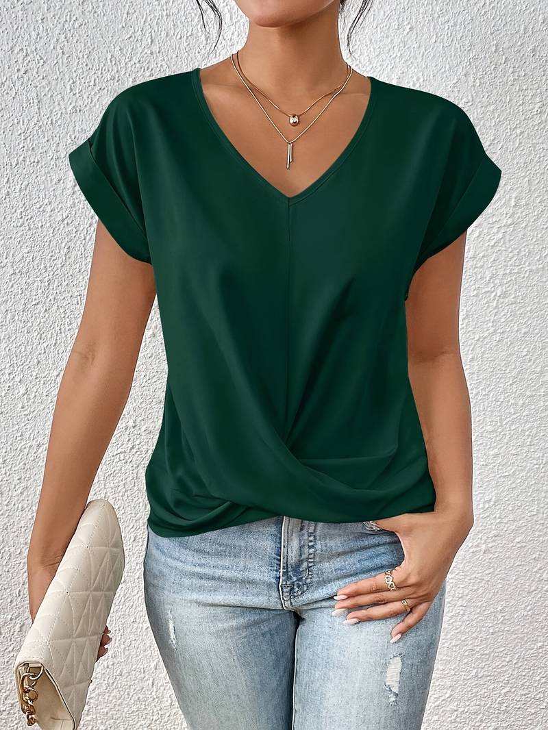 Kaira - Top Fashionável com Decote em V e Detalhe Torcido