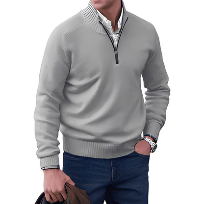 Khirvy - Elegant pullover with half zipper for man