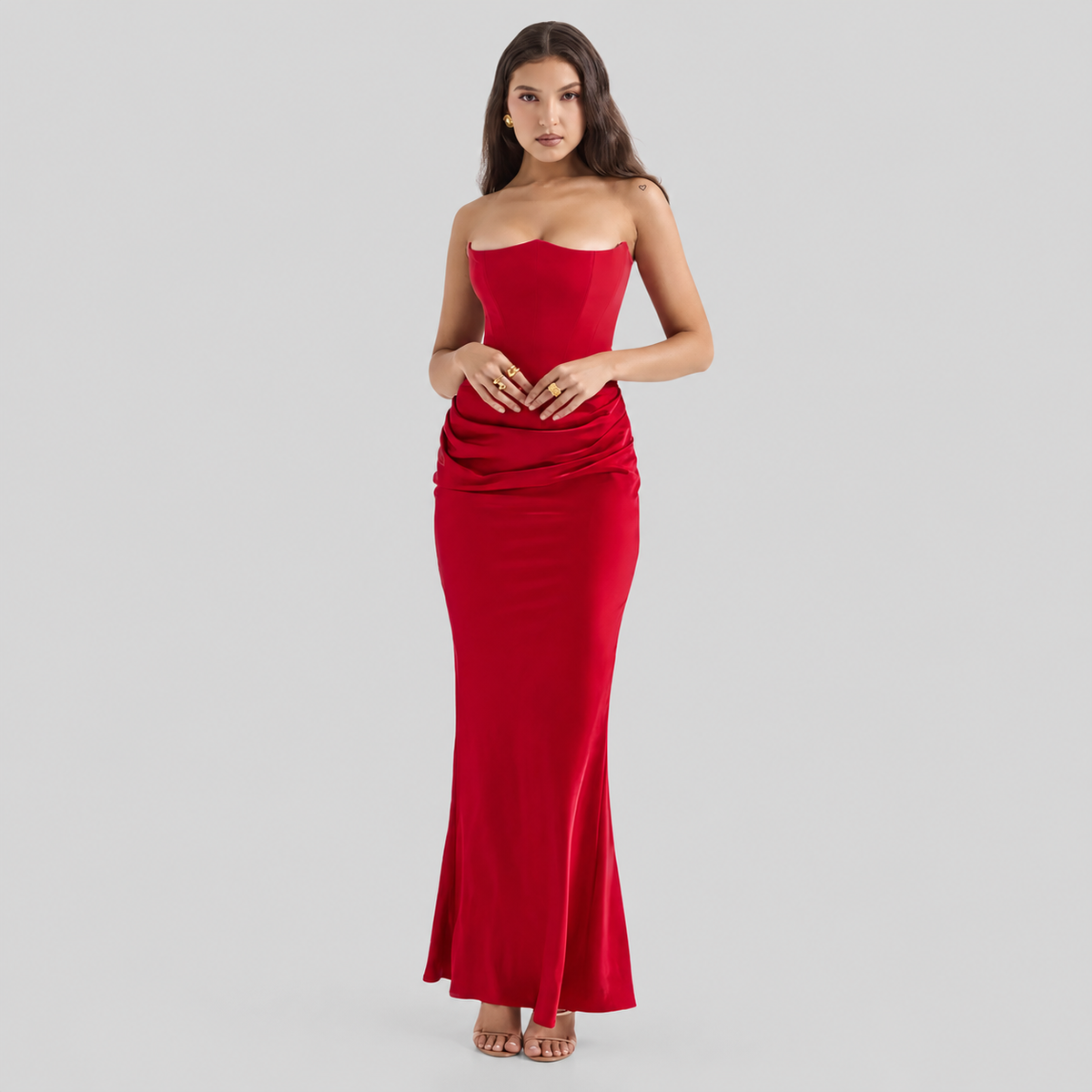 Elisabeth – Maxikleid elegante com ombros descobertos para mulheres