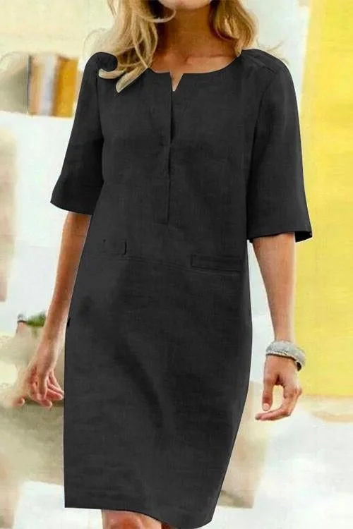 Alessandra - Vestido em Algodão e Linho com Conforto Leve