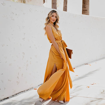 Jamie - Vestido maxi estiloso com fenda lateral para mulheres