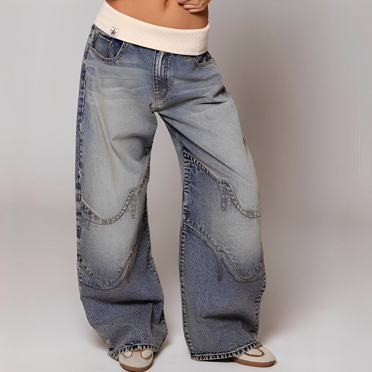 Vanessa - Jeans Confortáveis Lavados e Soltos para Mulheres