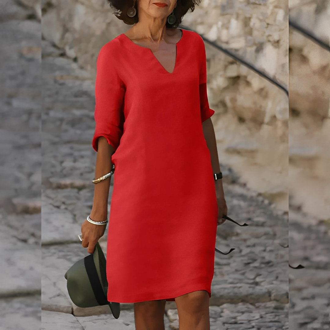 Guilaine - Vestido elegante com decote em V para mulheres