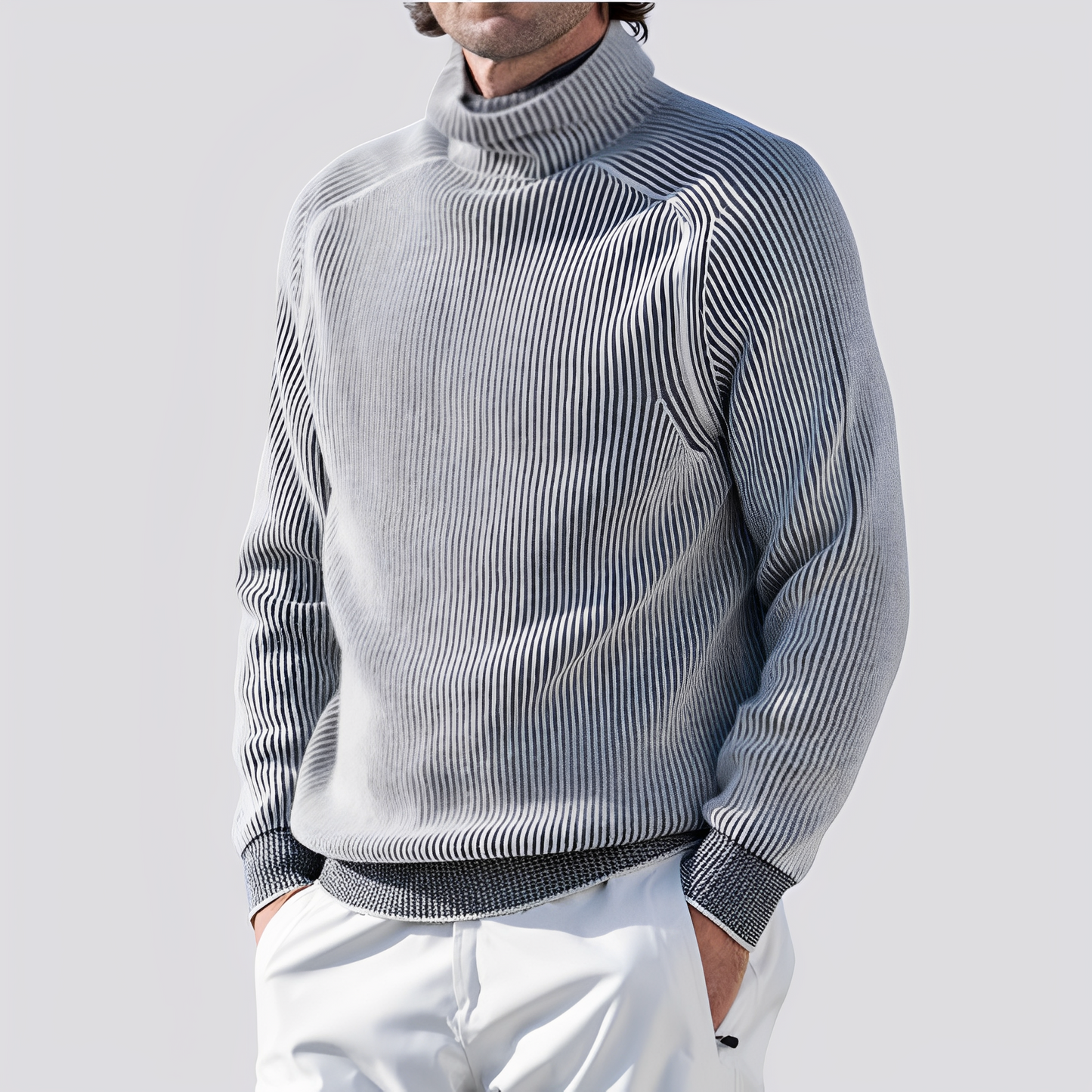 Zack - Warm Knitted Sweater with Ribbed Pattern for Men