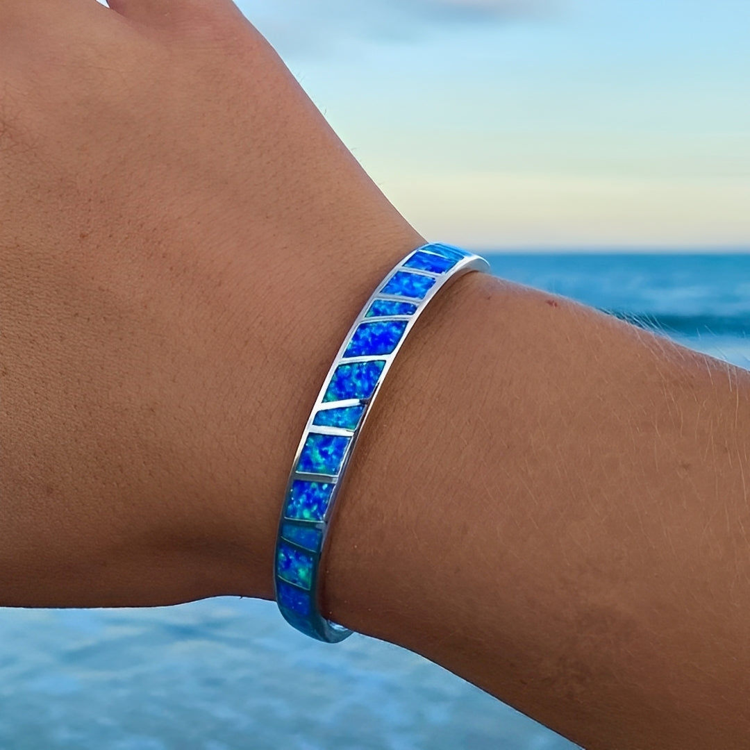 Ocean – Bracelete em opala azul e prata
