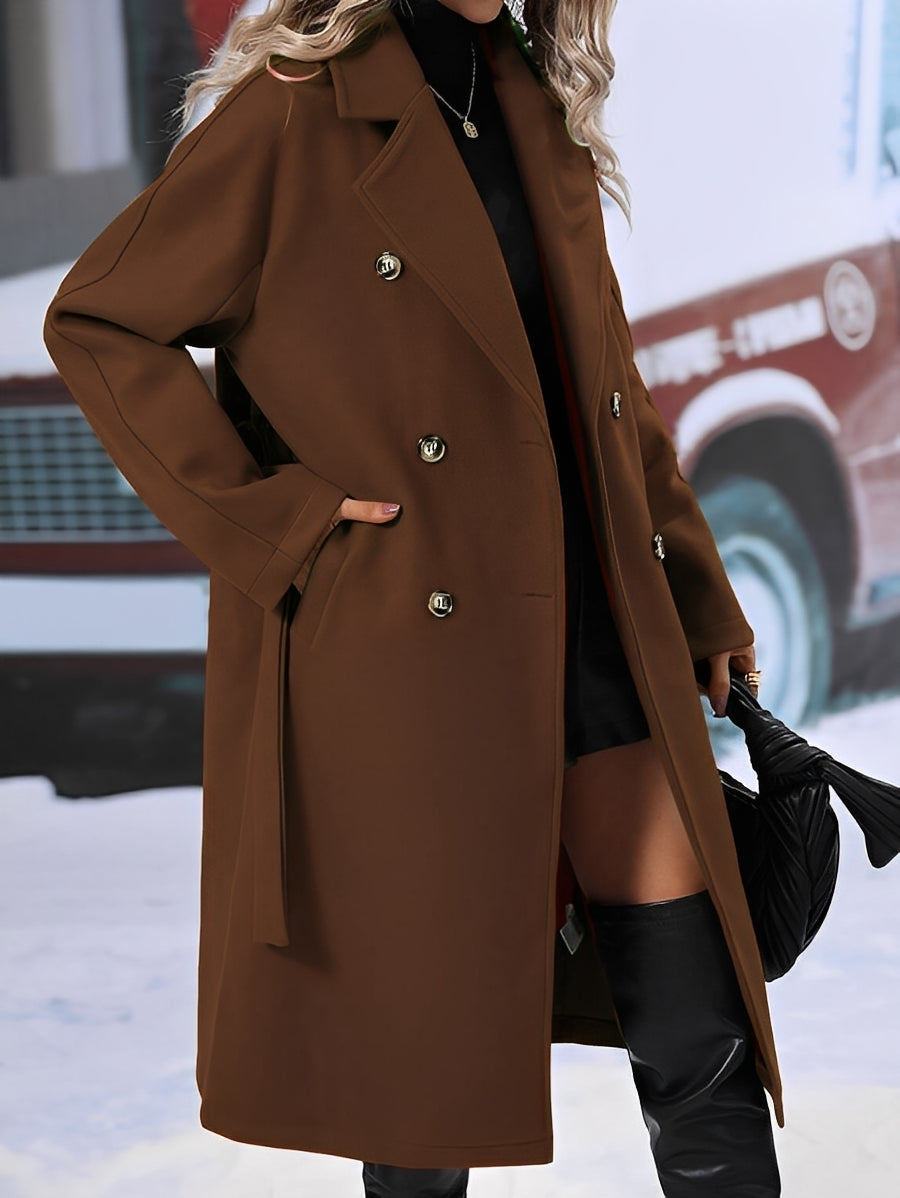 Chloe - Elegante longa casaco duplo para mulheres