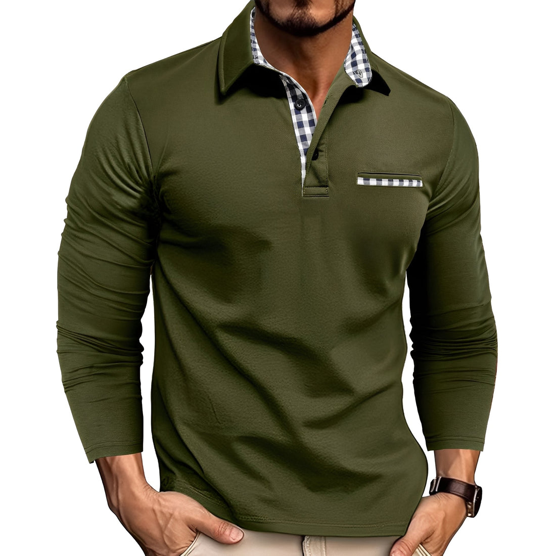 Rupert - Camisa Polo Leve de Manga Longa para Homens