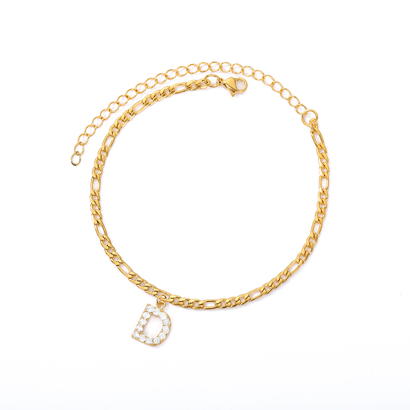 Tornozeleira com Inicial - Bracelete de tornozelo com sua inicial
