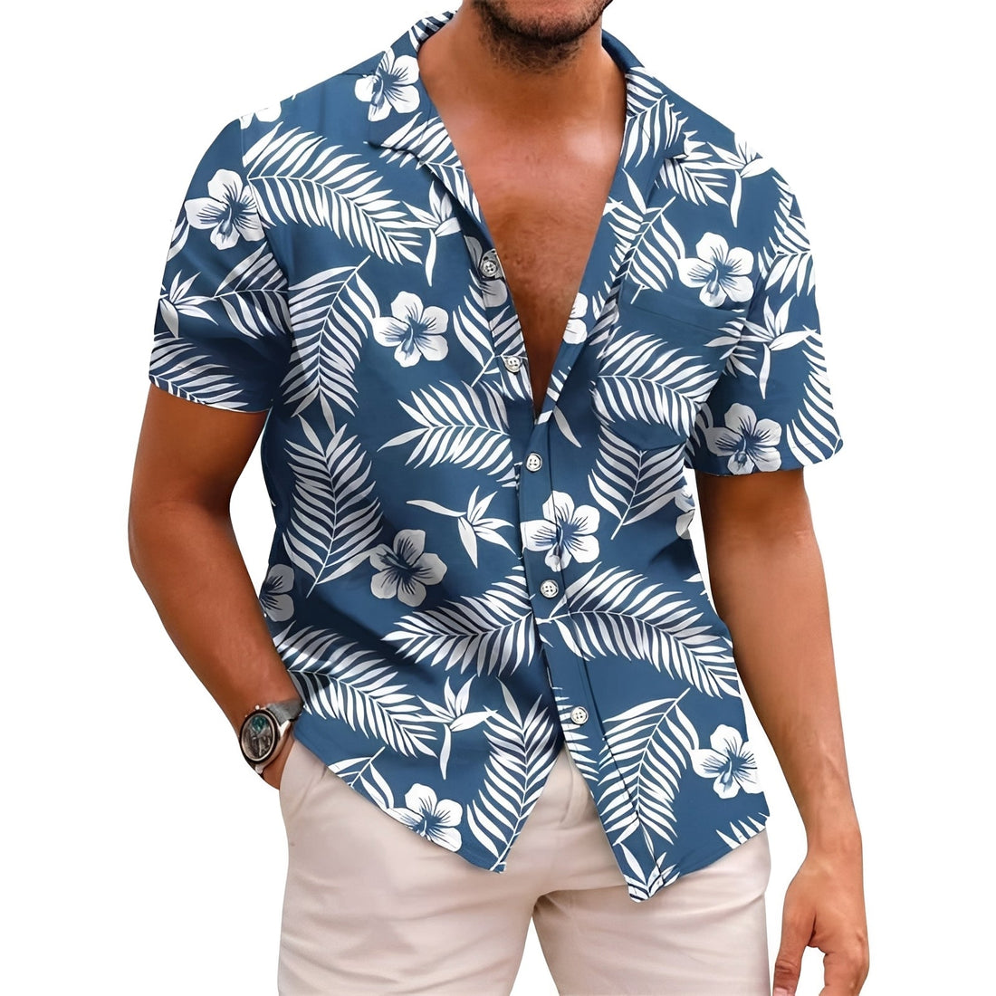 Harry - Camisa elegante com estampa tropical para homens