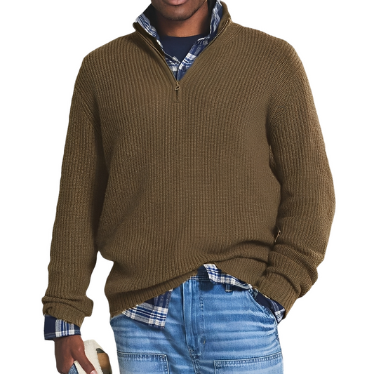 Jeffrey - Vintage Sweater with Quarter Zip for Men