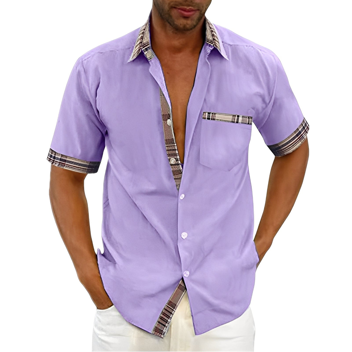 Marvin - Camisa Casual de Manga Curta para Homens