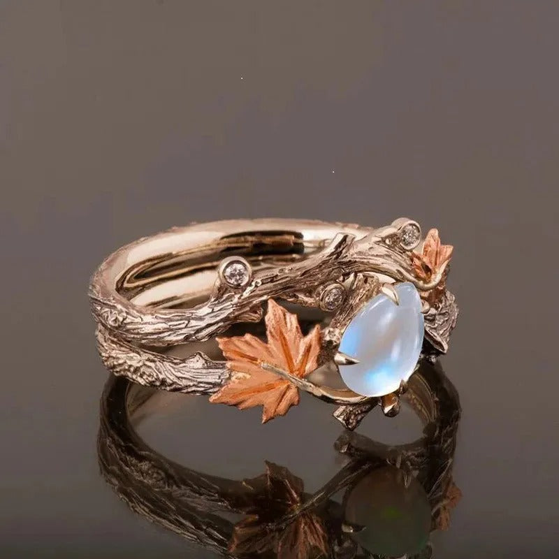 Ysia – Bague de pedra da lua em estilo natural