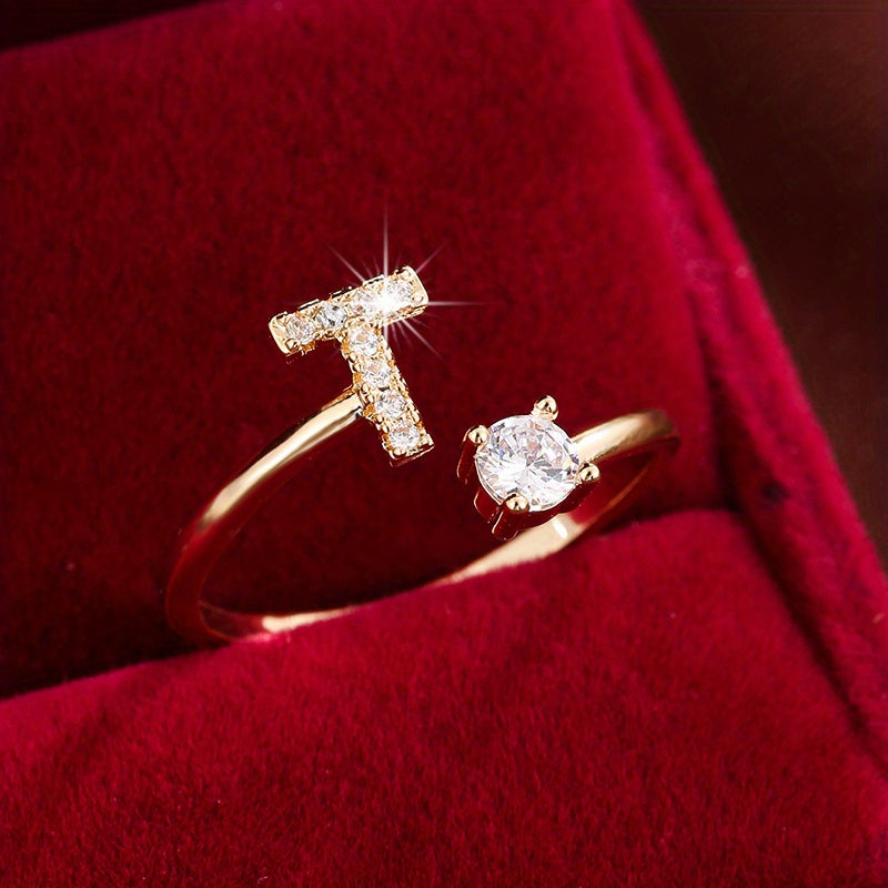 Nova – Bague aberta moderna com inicial
