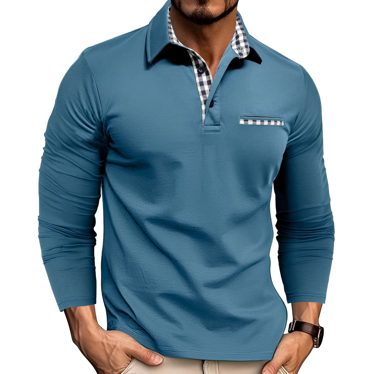 Rupert - Camisa Polo Leve de Manga Longa para Homens