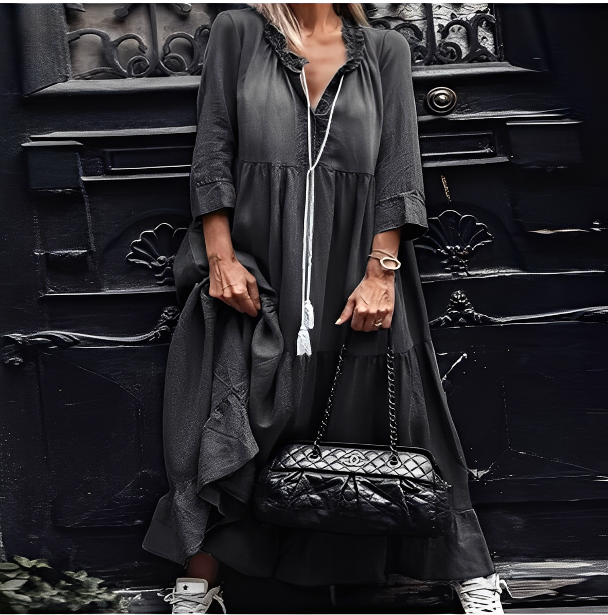 Irénée - Vestido longo em denim confortável para mulheres