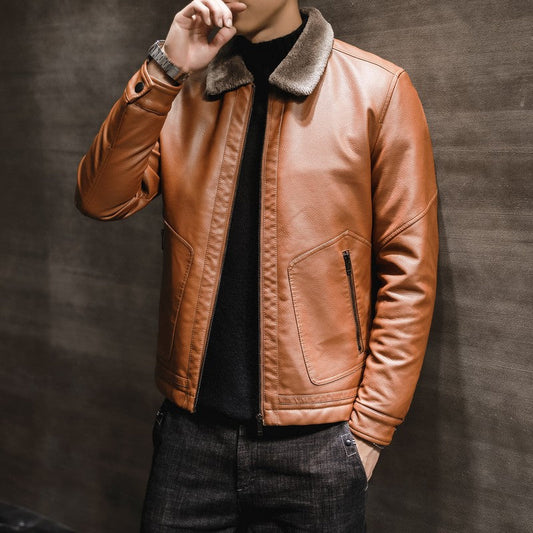 Ben - Warm leather jacket retro style for men