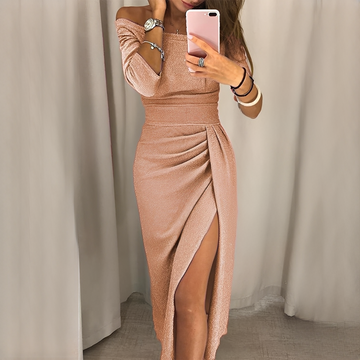 Cristy - Vestido elegante com ombros descobertos para mulher