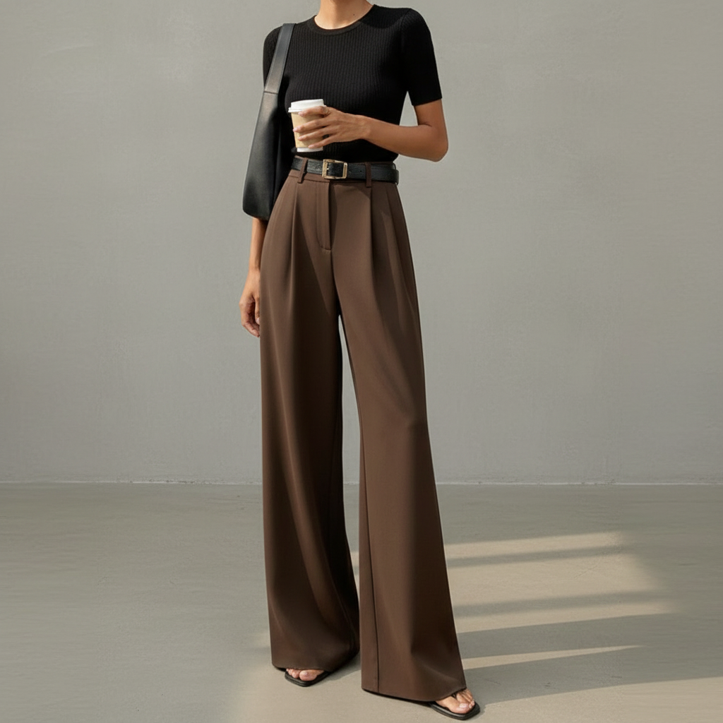 Marlene - Calça elegante de perna larga